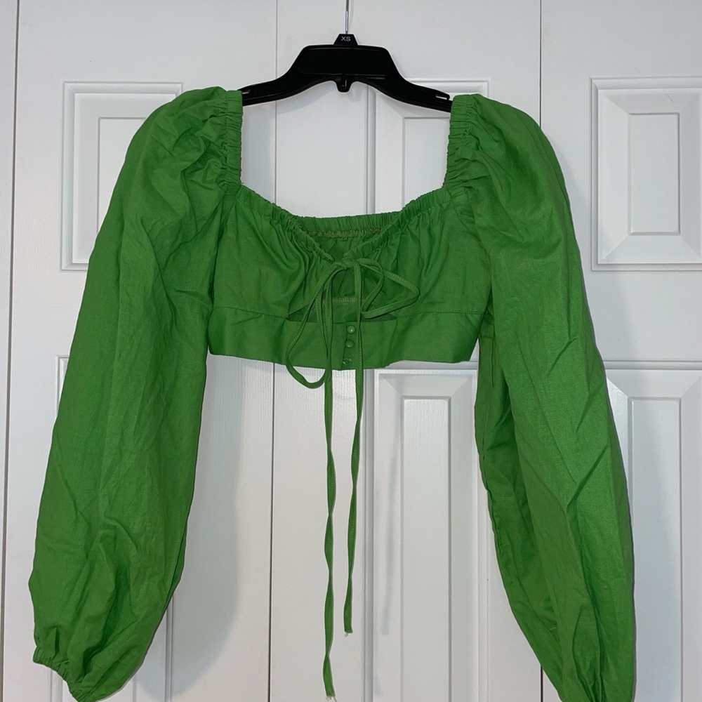 Shein green cropped blouse